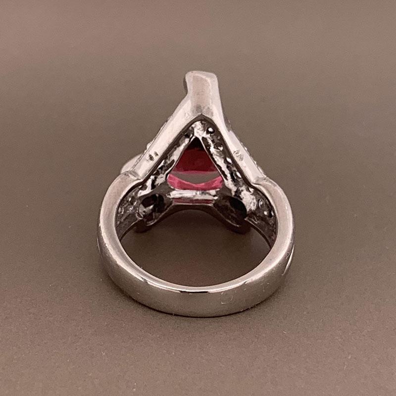 Women's Pink Tourmaline Diamond Platinum Ring For Sale