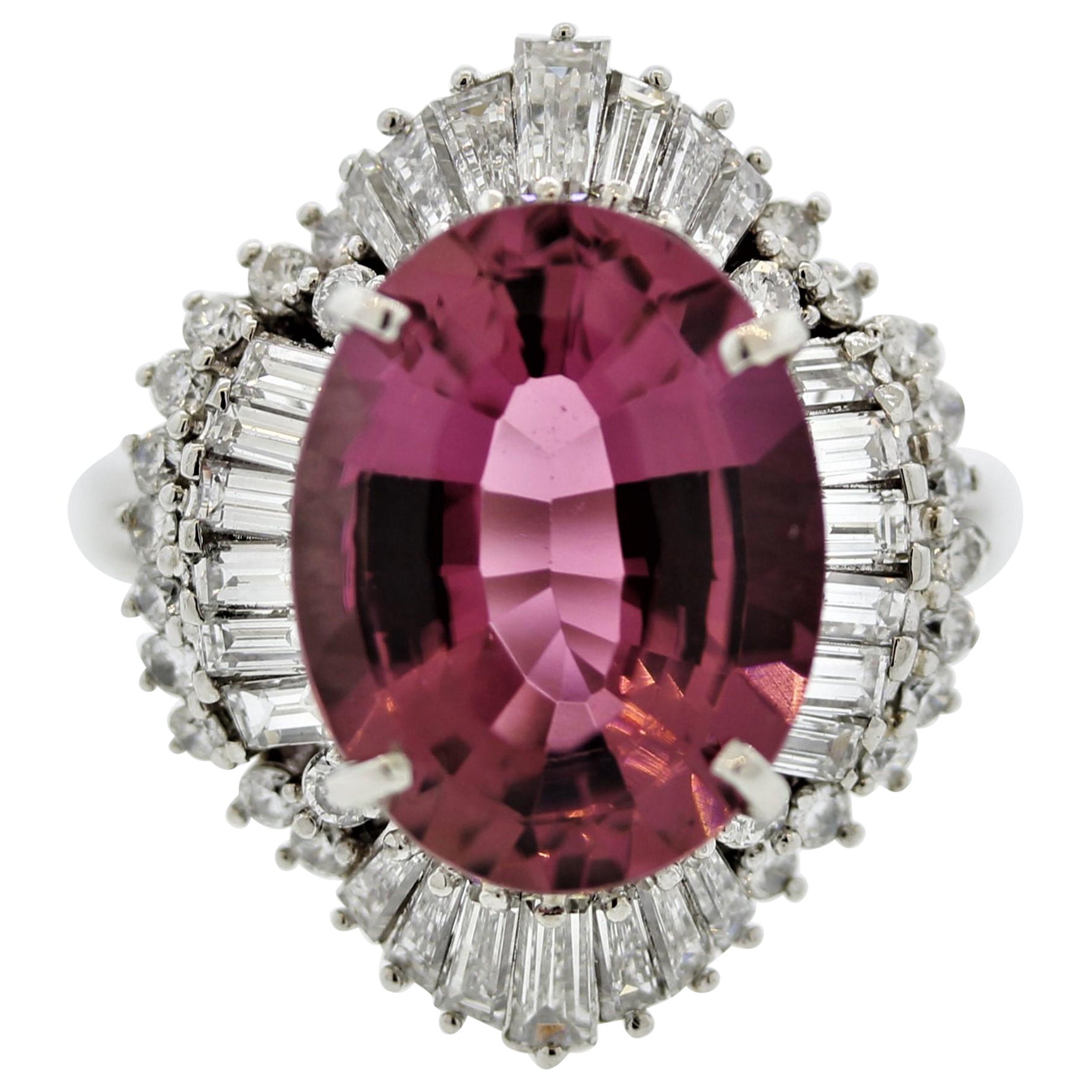 Anello in platino con diamante e tormalina rosa