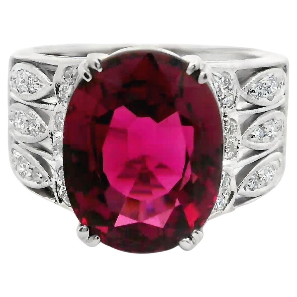Pink Tourmaline Diamond Platinum Ring