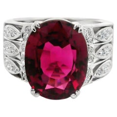 Platinring mit rosa Turmalin und Diamant