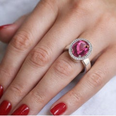 PINK TOURMALINE & DIAMOND Ring 18 K Gold