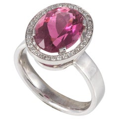 PINK TOURMALINE & DIAMOND Ring 18 K Gold