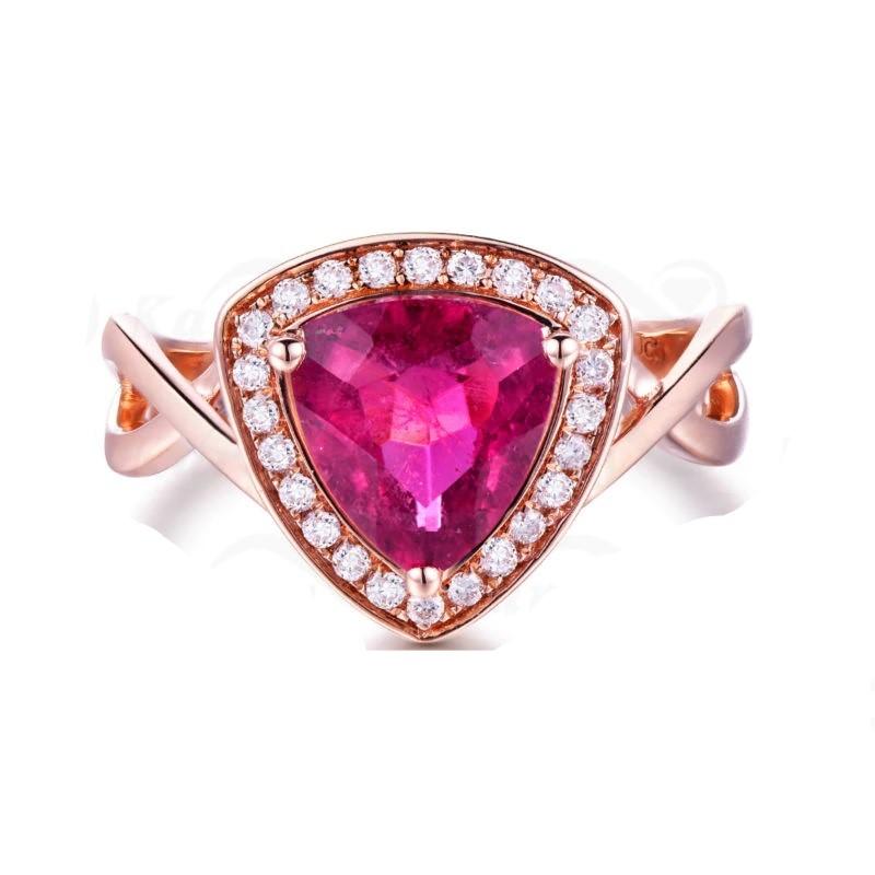 
Pink Tourmaline  Ring  18k Rose Gold with 25 White Diamonds 

The stone was first discovered by Dutch traders off the West Coast of Italy in the late 1600's or early 1700's. At the time, these green tourmalines were assumed to be emeralds. ... In