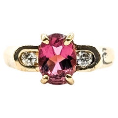 Pink Tourmaline & Diamond Ring in 14k Yellow Gold