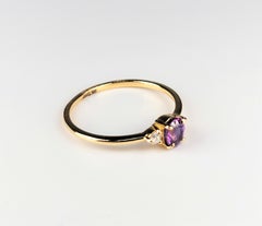 Three-Stone Pink Tourmaline and Diamond Ring in 18K Yellow Gold