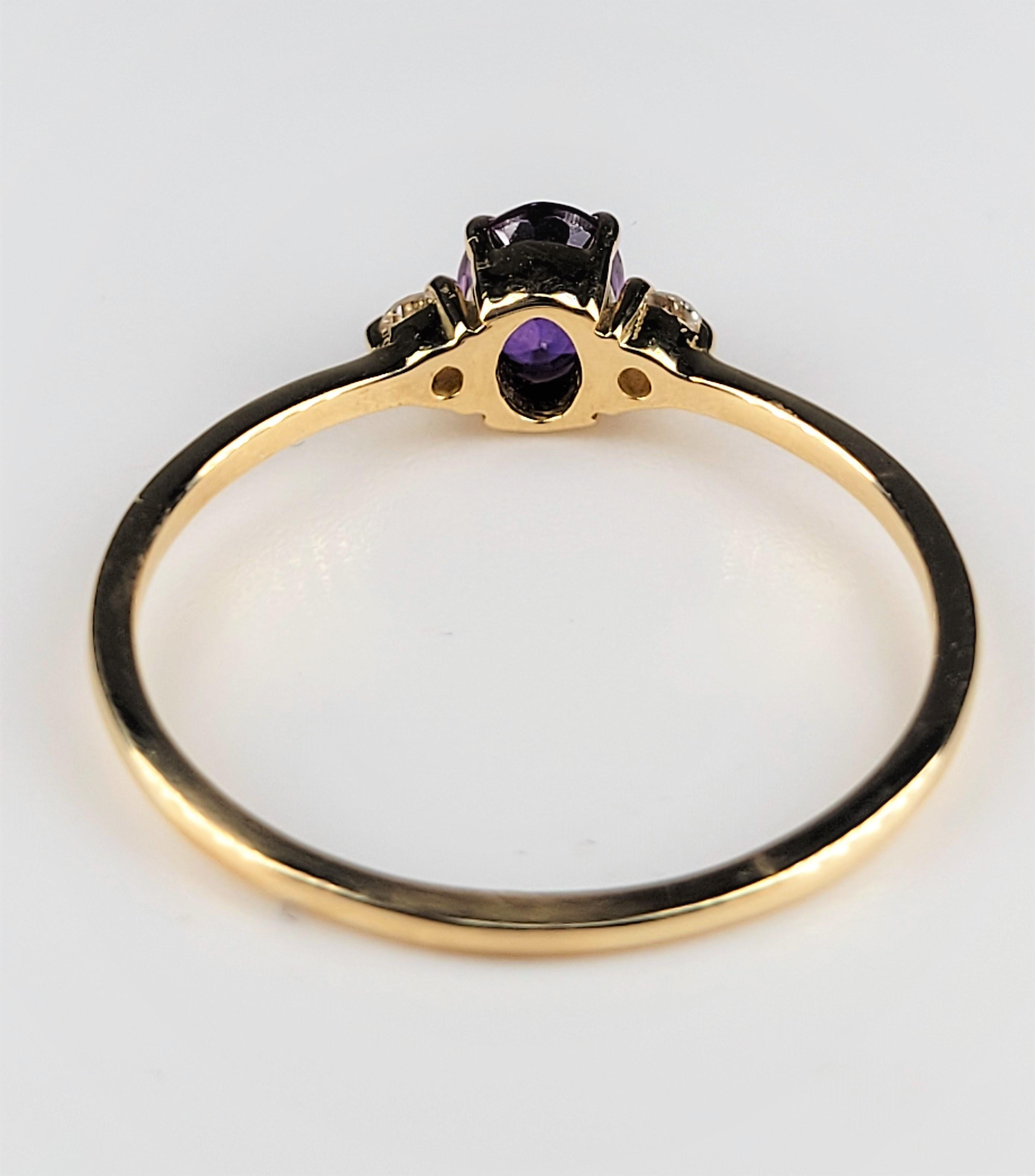 Pink Tourmaline Diamond Ring in 18 Karat Yellow Gold For Sale 1