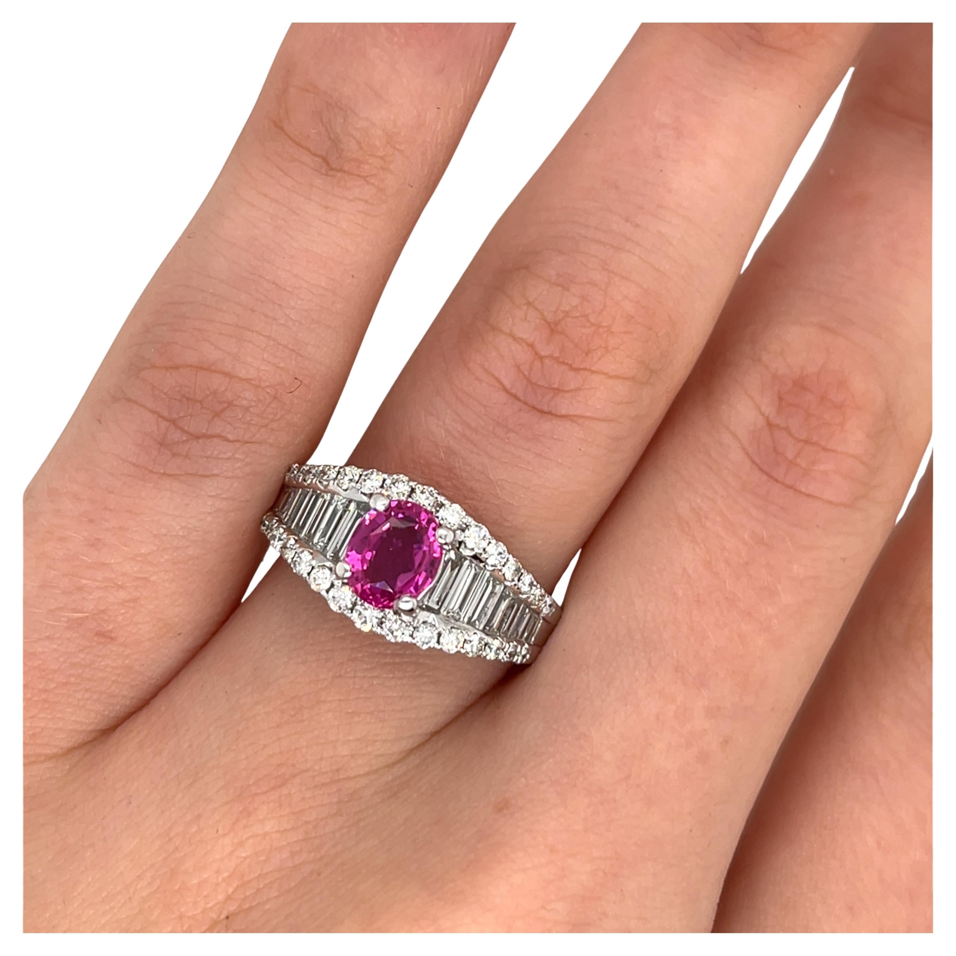 Pink Tourmaline & Diamond Ring Set In 18ct White Gold