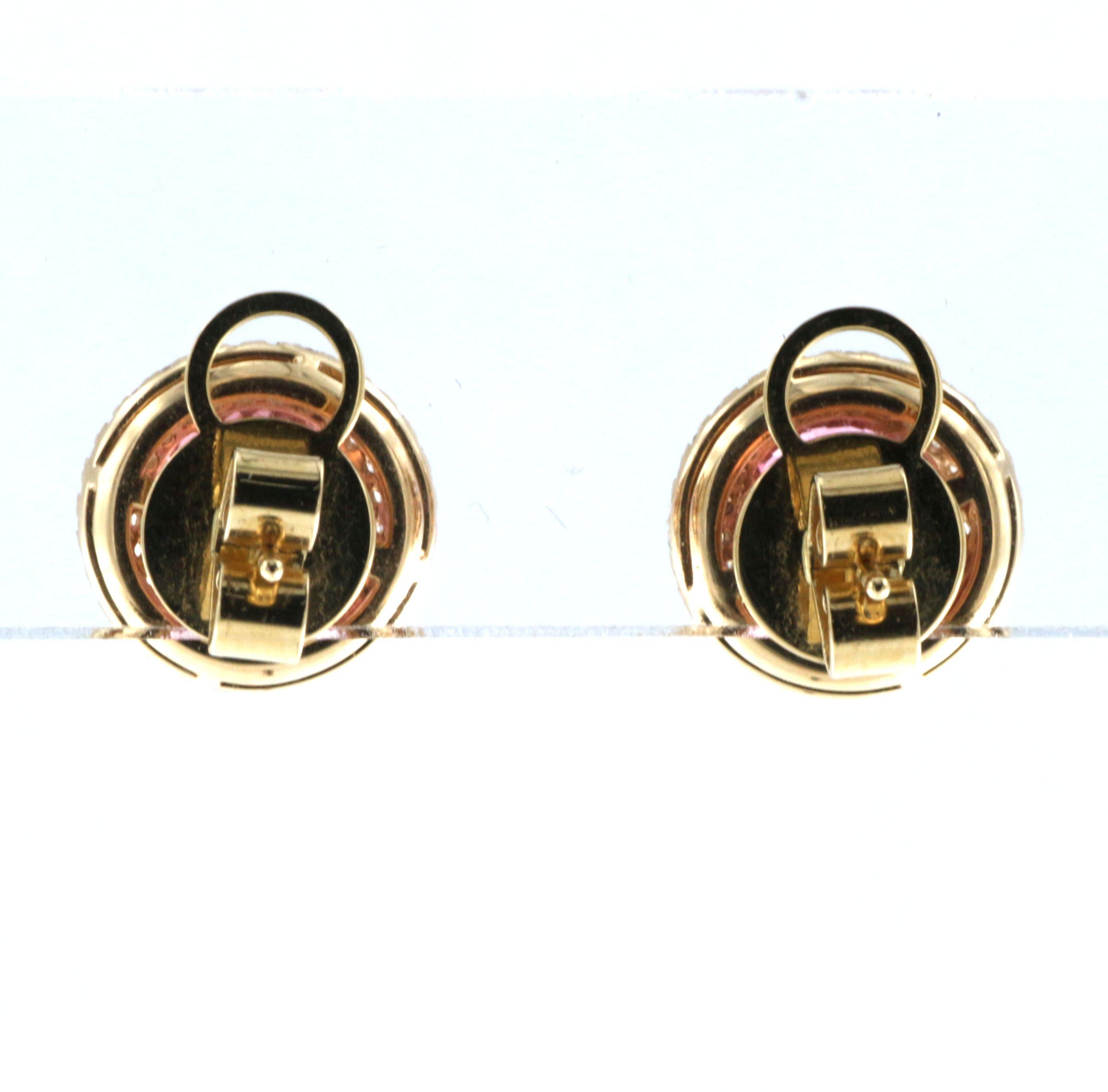 Rosa Turmalin-Diamant-Ohrstecker (Rundschliff)