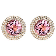 Rosa Turmalin-Diamant-Ohrstecker