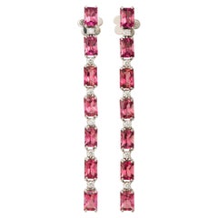 Orecchini Diamanti ct 0.42 Tormaline Rosa Oro Bianco 18KT Disponibili Ora