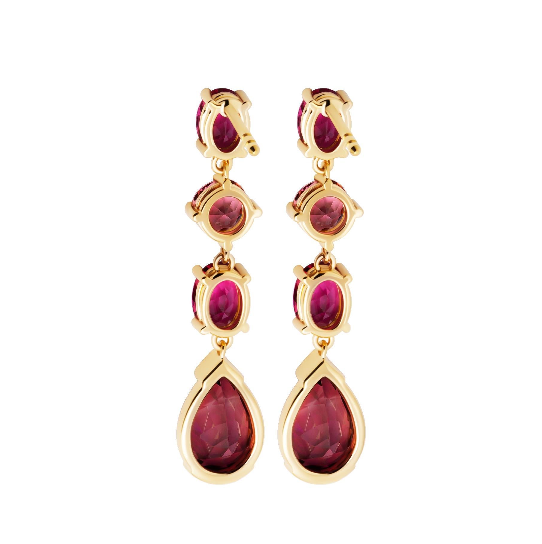 Modern Pink Tourmaline Drop Earrings For Sale