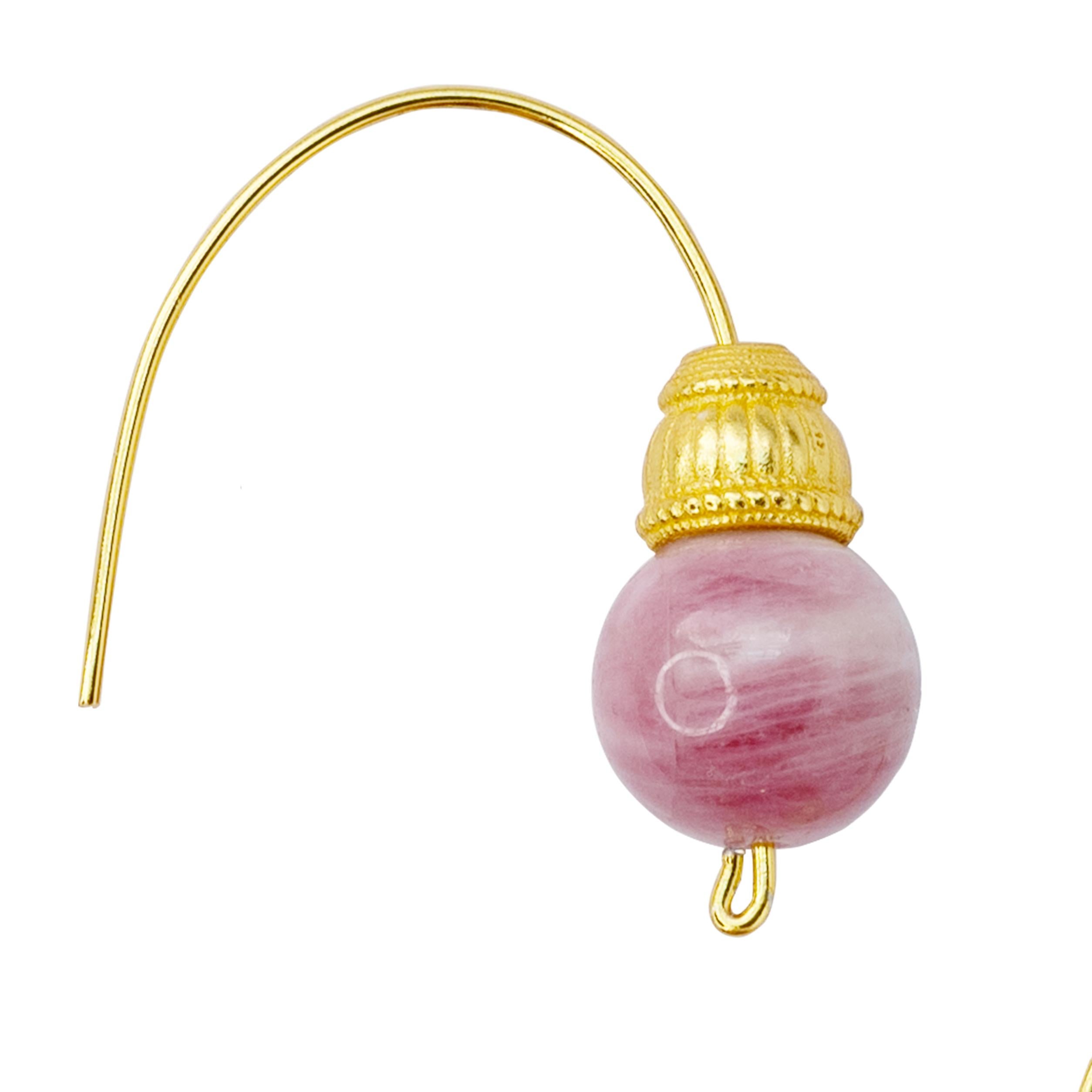 Perlina Pink Tourmaline Earring 14K Gold Hook - By Bombyx House in vendita