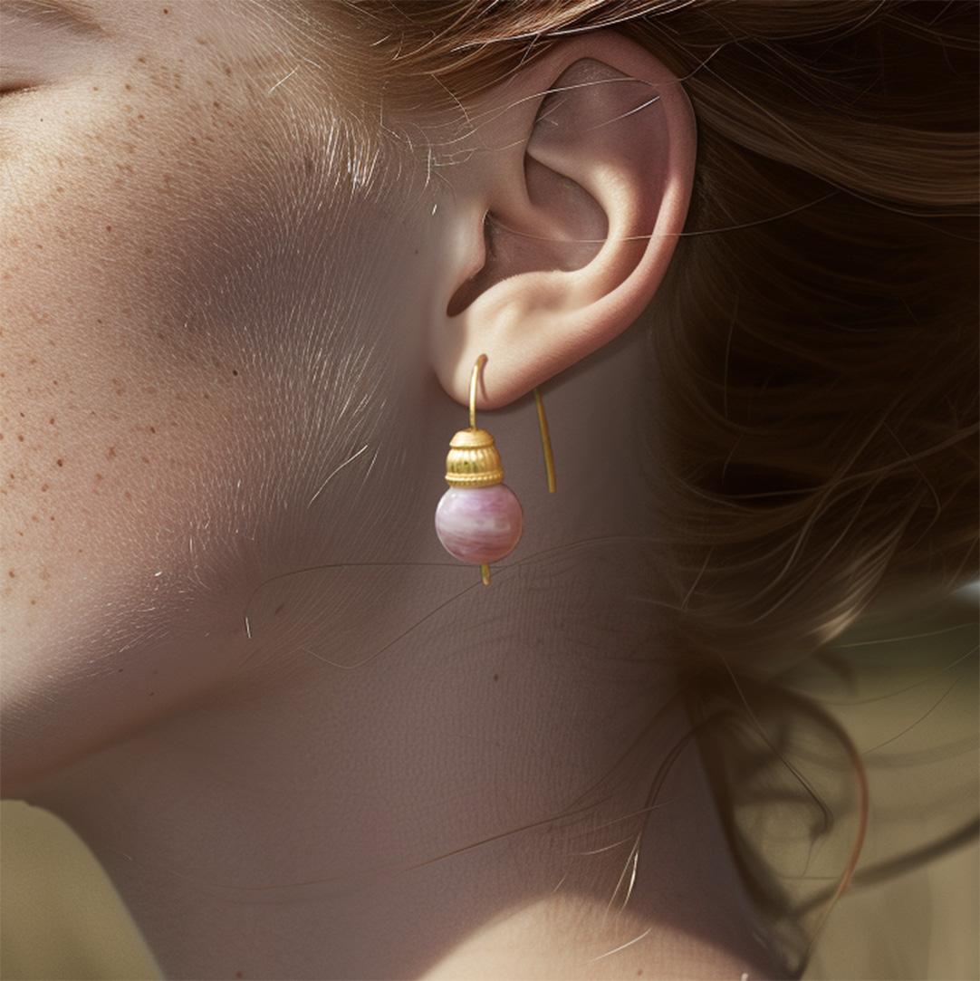 Donna Pink Tourmaline Earring 14K Gold Hook - By Bombyx House in vendita