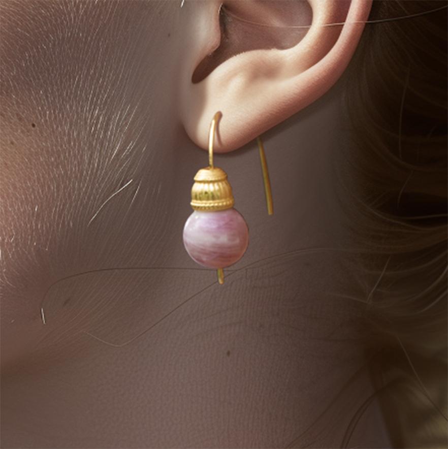 Pink Tourmaline Earring 14K Gold Hook - By Bombyx House in vendita 1
