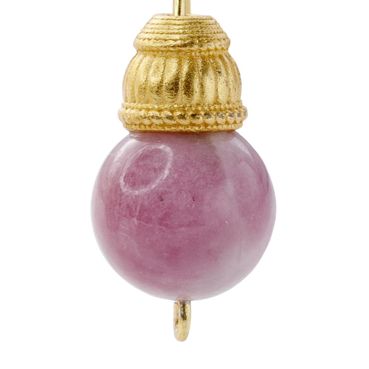 Pink Tourmaline Earring 14K Gold Hook - By Bombyx House in vendita 2