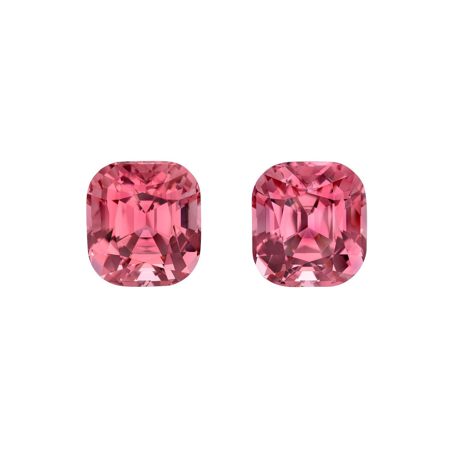 Contemporary Pink Tourmaline Earring Gems 12.65 Carat Cushion Loose Gemstones