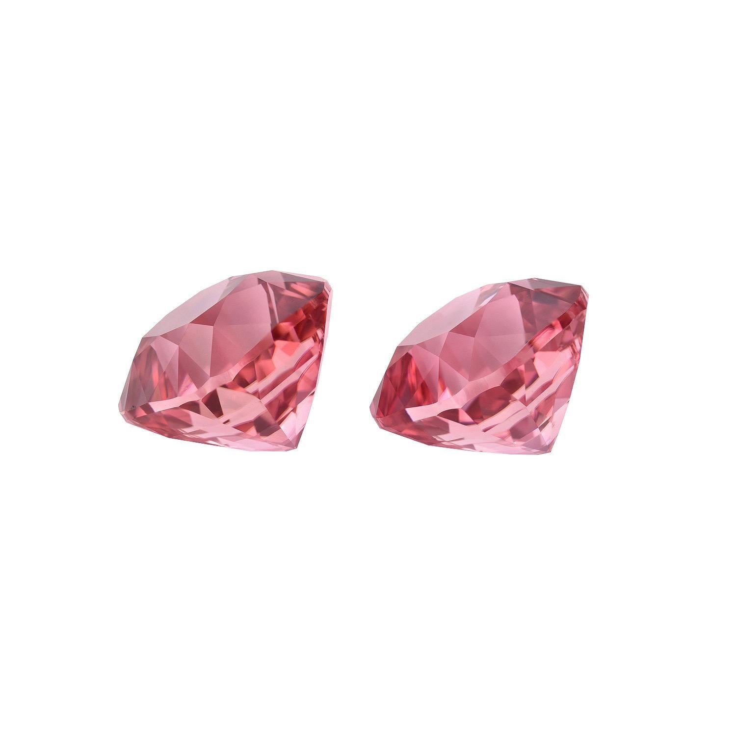 Cushion Cut Pink Tourmaline Earring Gems 12.65 Carat Cushion Loose Gemstones