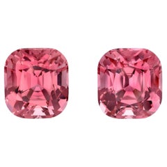 Boucles d'oreilles en tourmaline rose 12,65 carats, pierres précieuses taille coussin