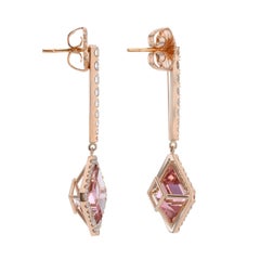 Pink Tourmaline Earrings 7.67 Carat Kite Shapes