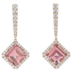 Boucles d'oreilles en forme de cerf-volant en tourmaline rose de 7,67 carats