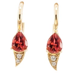 Pink Tourmaline Earrings in 14k Yellow Gold