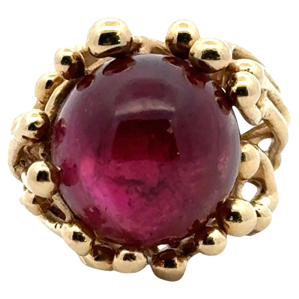 Pink Tourmaline Free Form 14 Karat Yellow Gold Contemporary Cocktail Ring For Sale