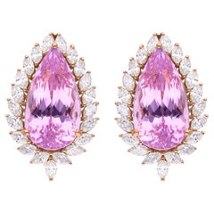 Orecchini con gemme di tormalina Pink Diamond Diamante Marquise Gioielli in oro rosa 14 carati