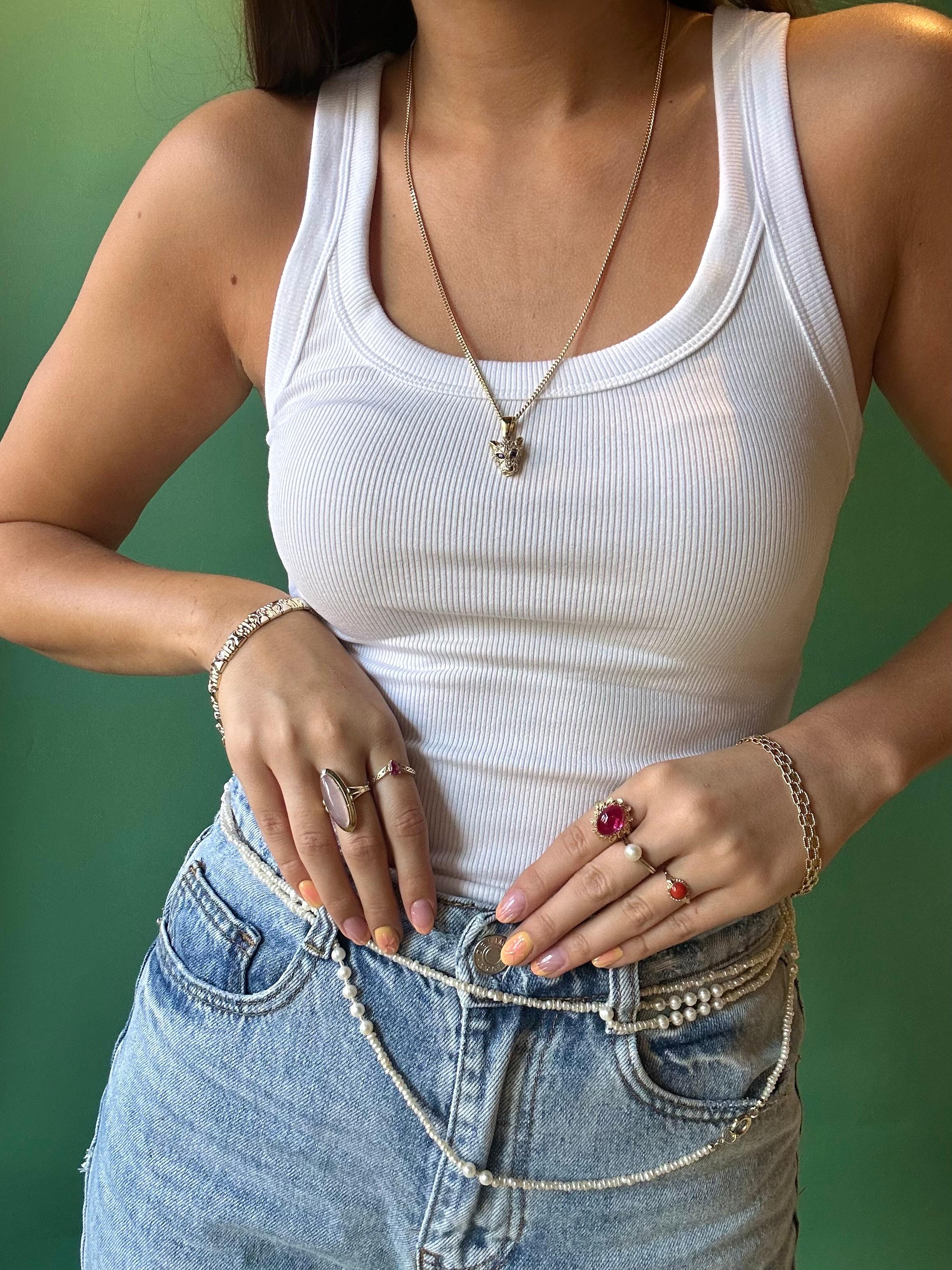 De las mujeres Anillo apilable de oro de 14 quilates con turmalina rosa en venta