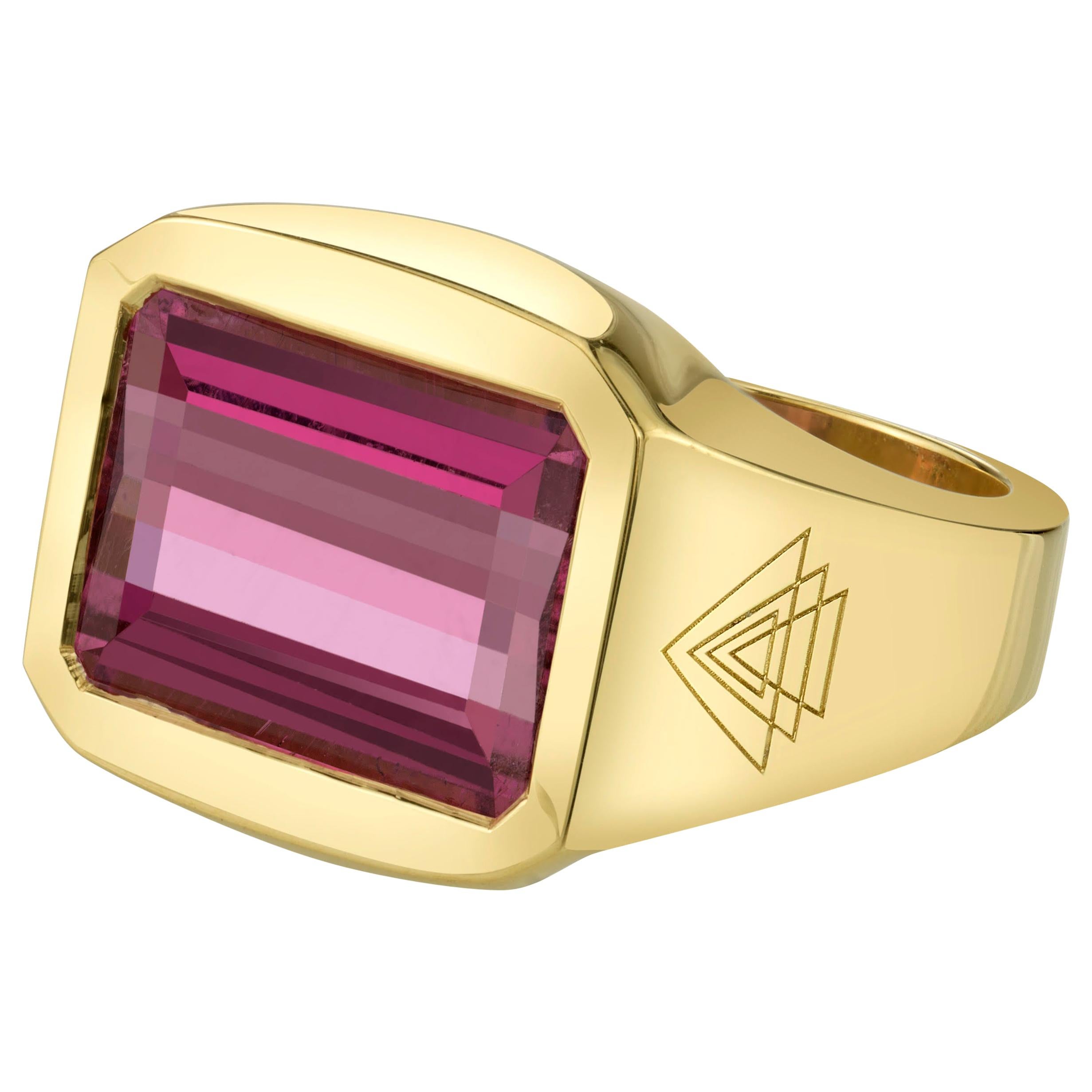 Pink Tourmaline Gold Ring For Sale