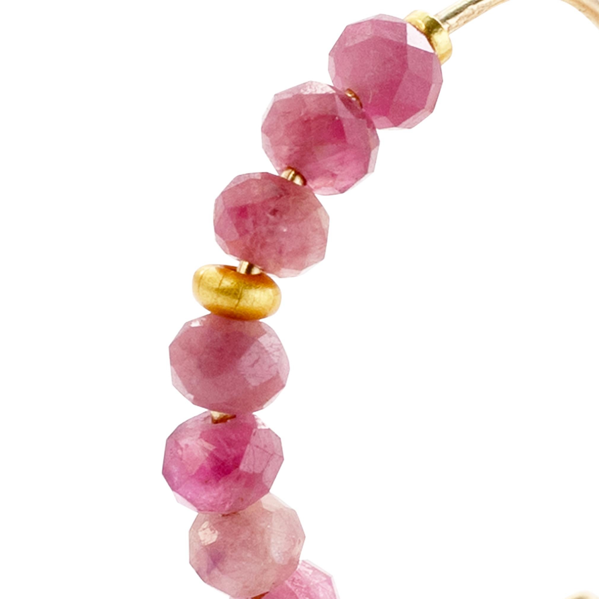 Pink Tourmaline Half Moon Earring 14K Gold Hoop - By Bombyx House For Sale 2