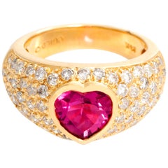 Pink Tourmaline Heart Diamond Ring