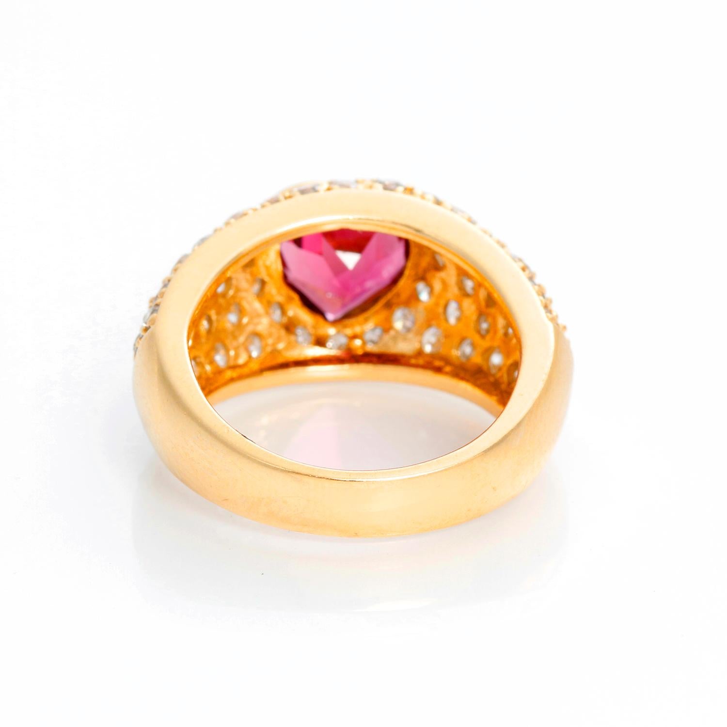 Pink Tourmaline Heart Diamond Ring In Excellent Condition In Dallas, TX