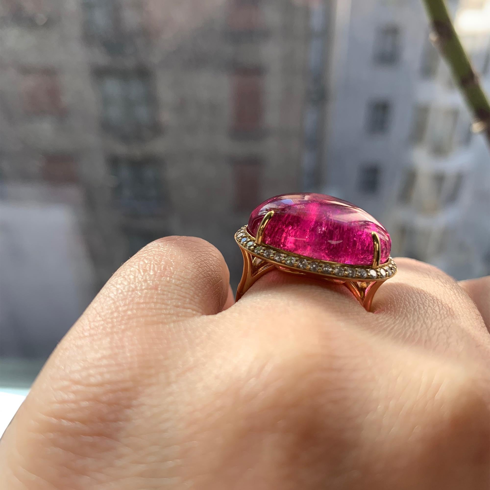 Heart Cut Goshwara Pink Tourmaline Heart And Diamond Ring