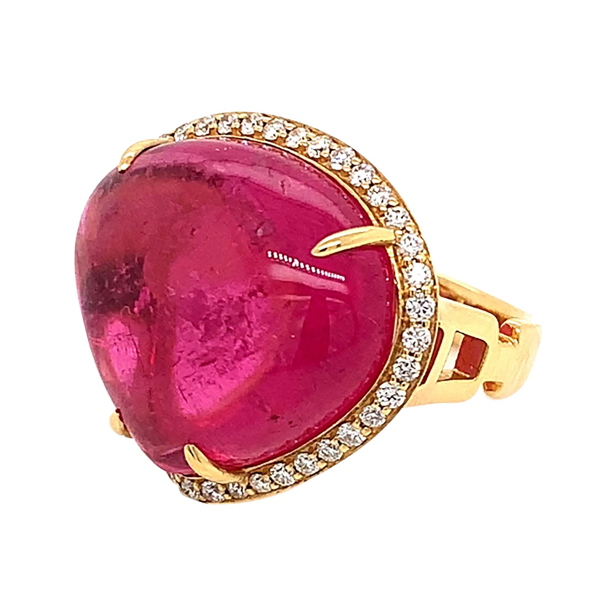 Goshwara Pink Tourmaline Heart And Diamond Ring
