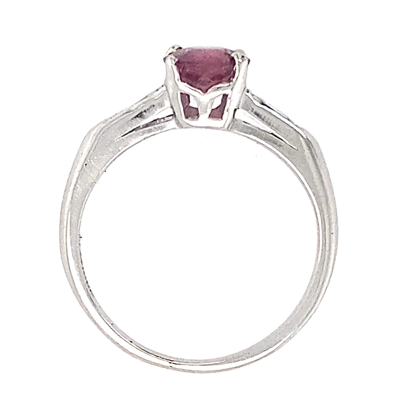 Pink Tourmaline in Deco-Era Platinum Engagement Ring with Diamond Baguettes 4