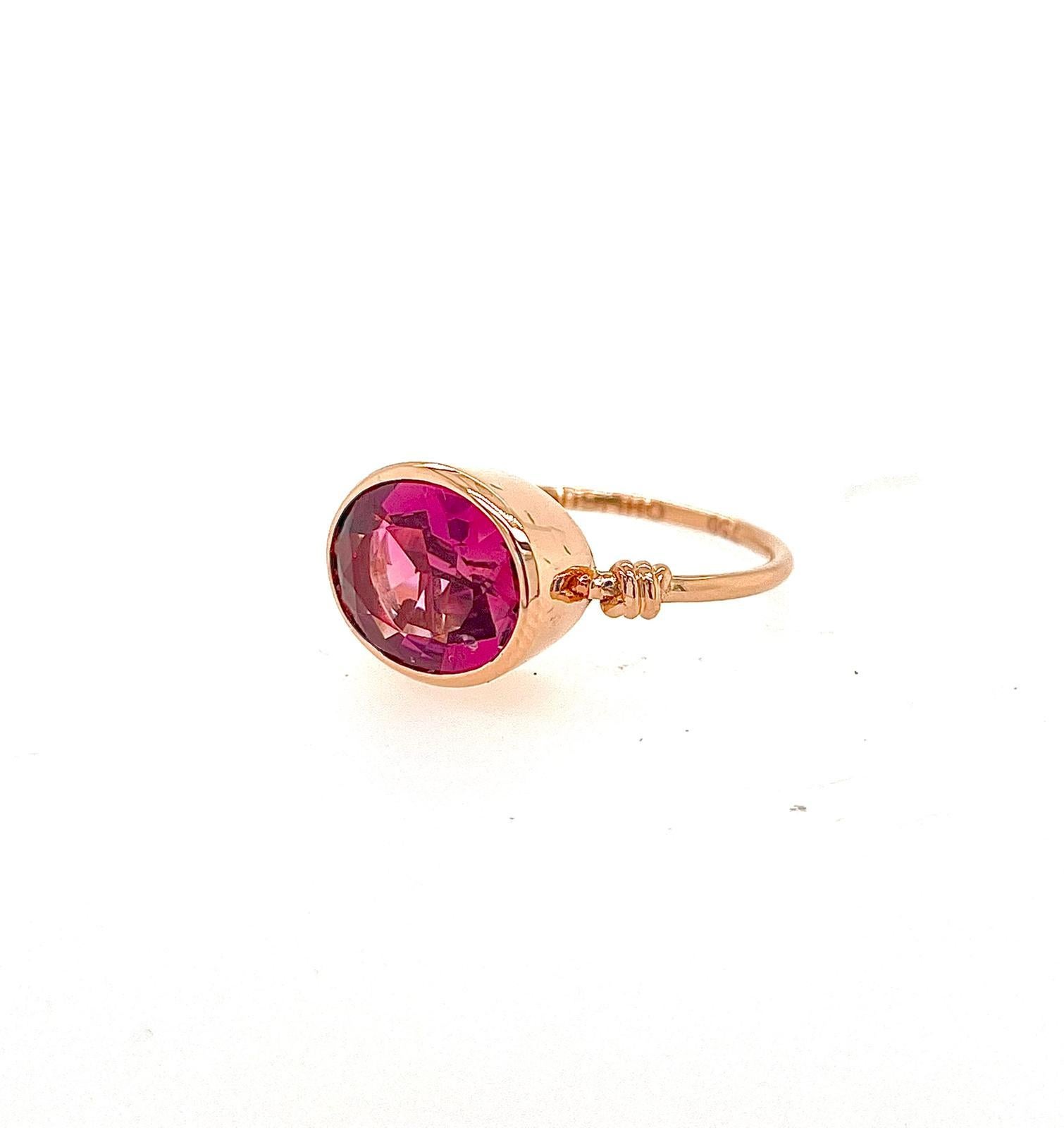 For Sale:  Pink Tourmaline in Love Knot Style Ring in 18ct Rose Gold 13