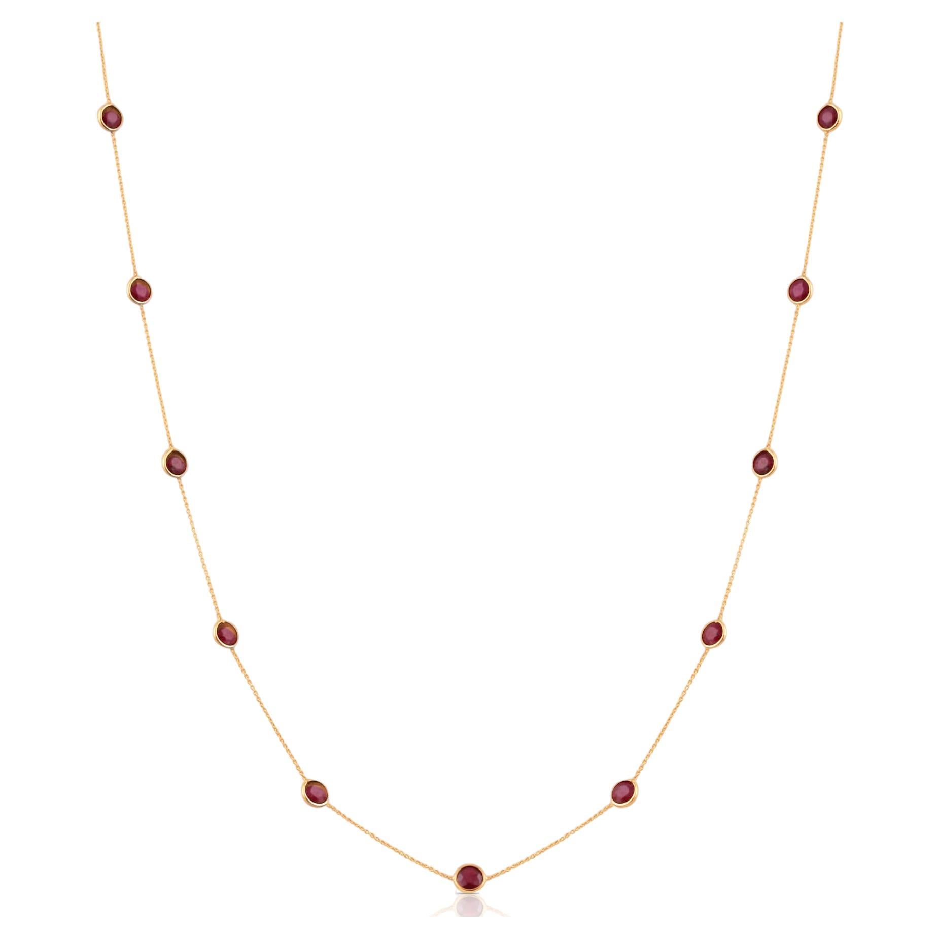Pink Tourmaline Mix Shape Necklace in 18k Yellow Gold For Sale