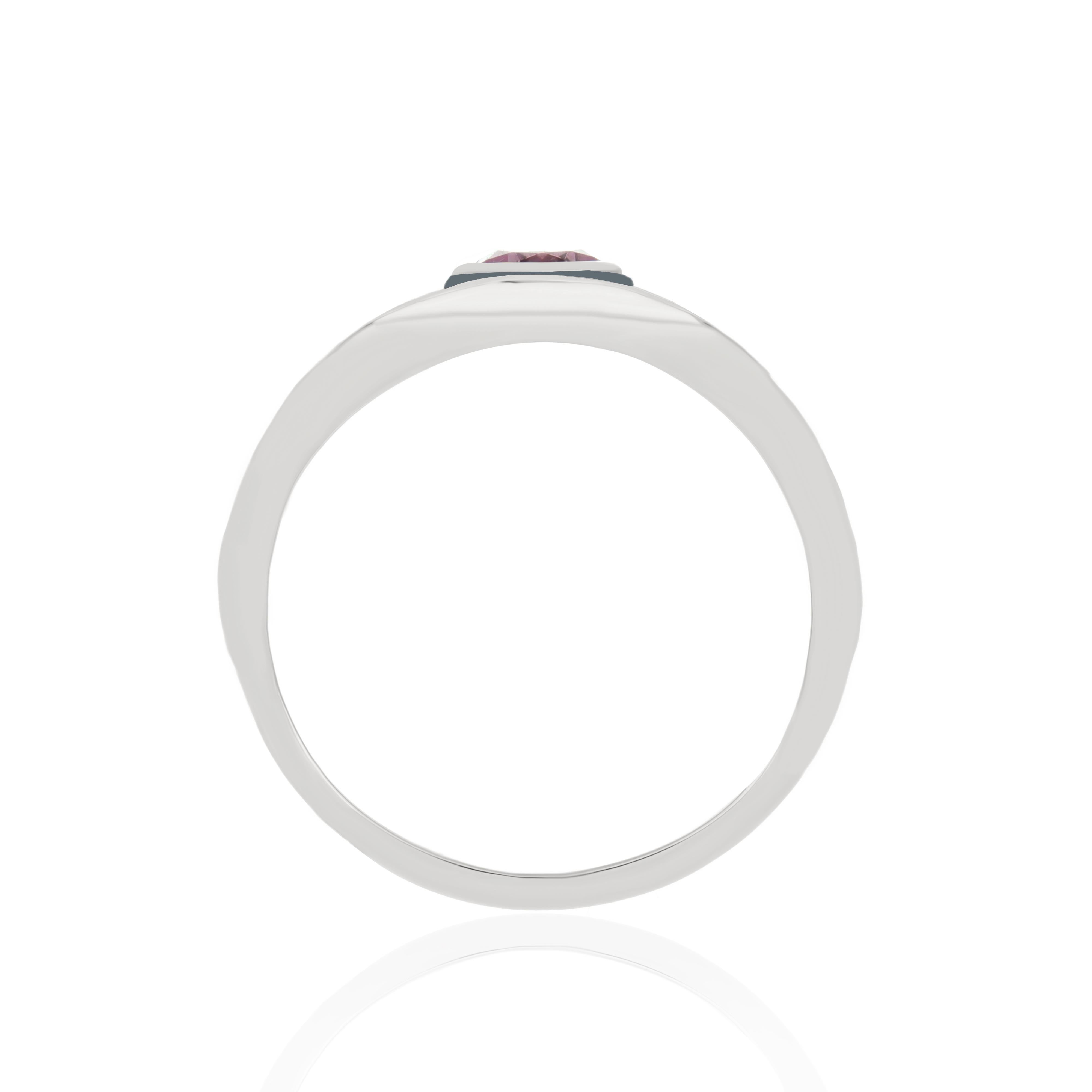 For Sale:  Pink Tourmaline, Multi-Sapphire, Enamel & Diamond Ring in 14 Karat White Gold 5