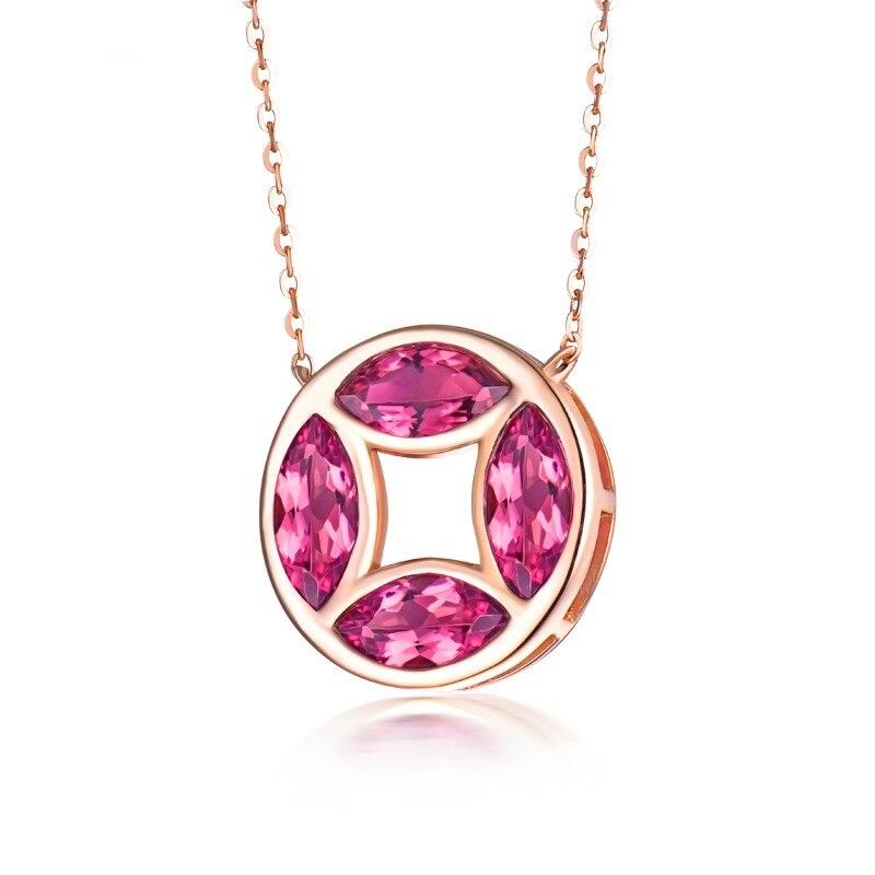Marquise Cut Pink Tourmaline Necklace 18 Karat Rose Gold For Sale
