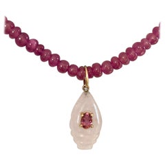 Collar y Colgante de Turmalina Rosa con Gema de Turmalina Rosa de 7x4mm, Oro de 14k