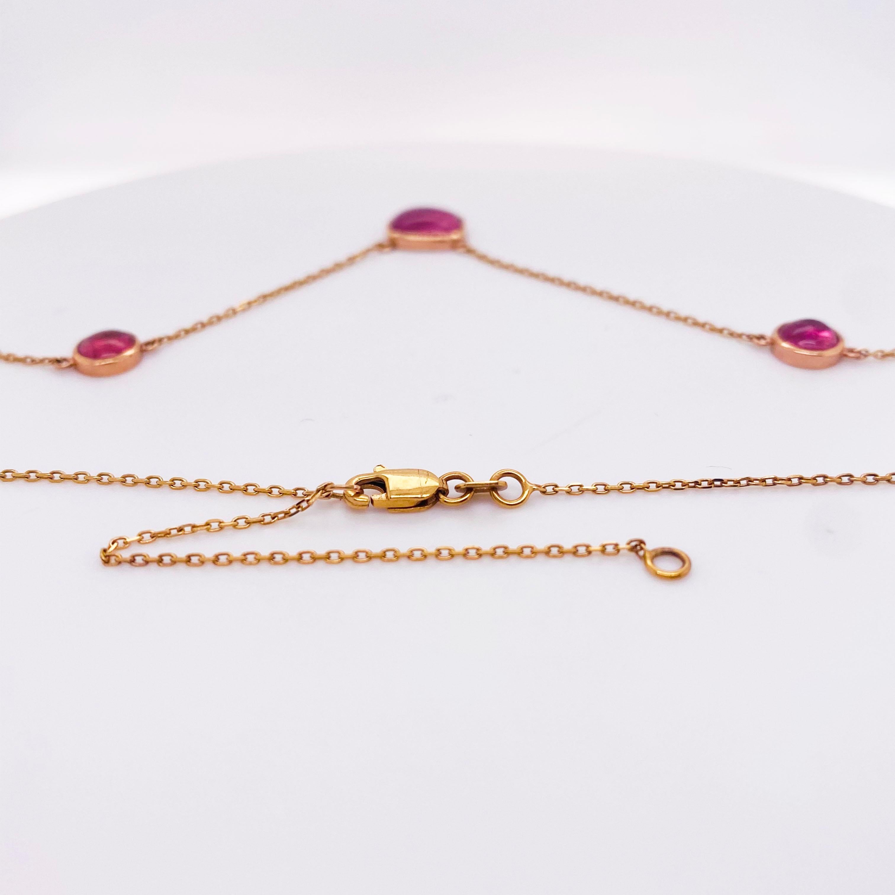 Contemporary Pink Tourmaline Necklace Handmade Bezels Custom Cut Pink Tourmaline 3.43 Carats For Sale