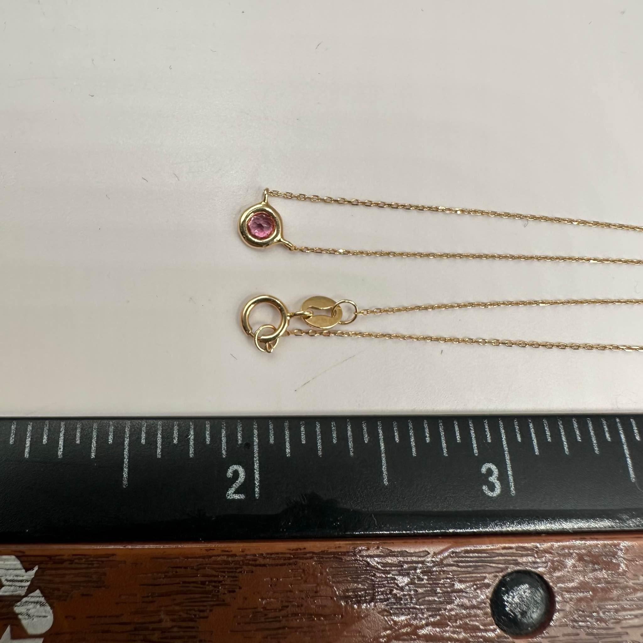 Collier de tourmaline rose en or jaune 14 carats, 0,12 carat, réglable de 16 à 18 pouces, neuf Neuf - En vente à West Hempstead, NY