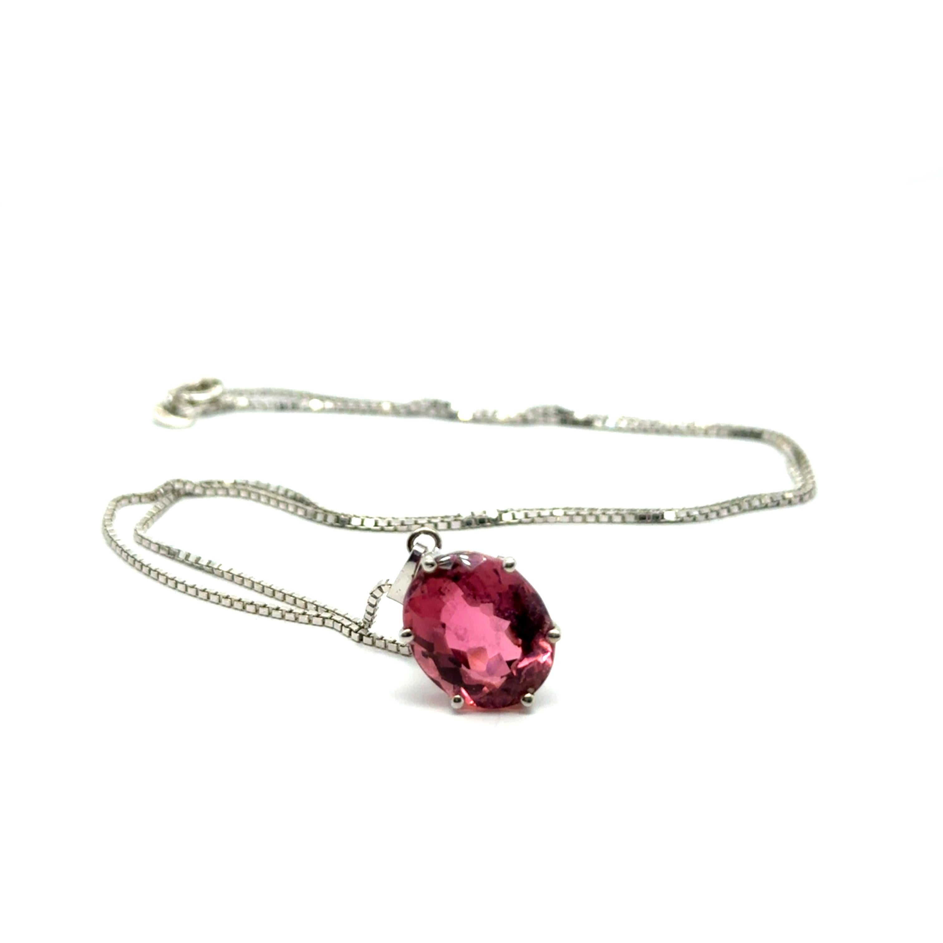 Rosa Turmalin-Halskette aus 18 Karat Weißgold von Bucherer im Angebot 3