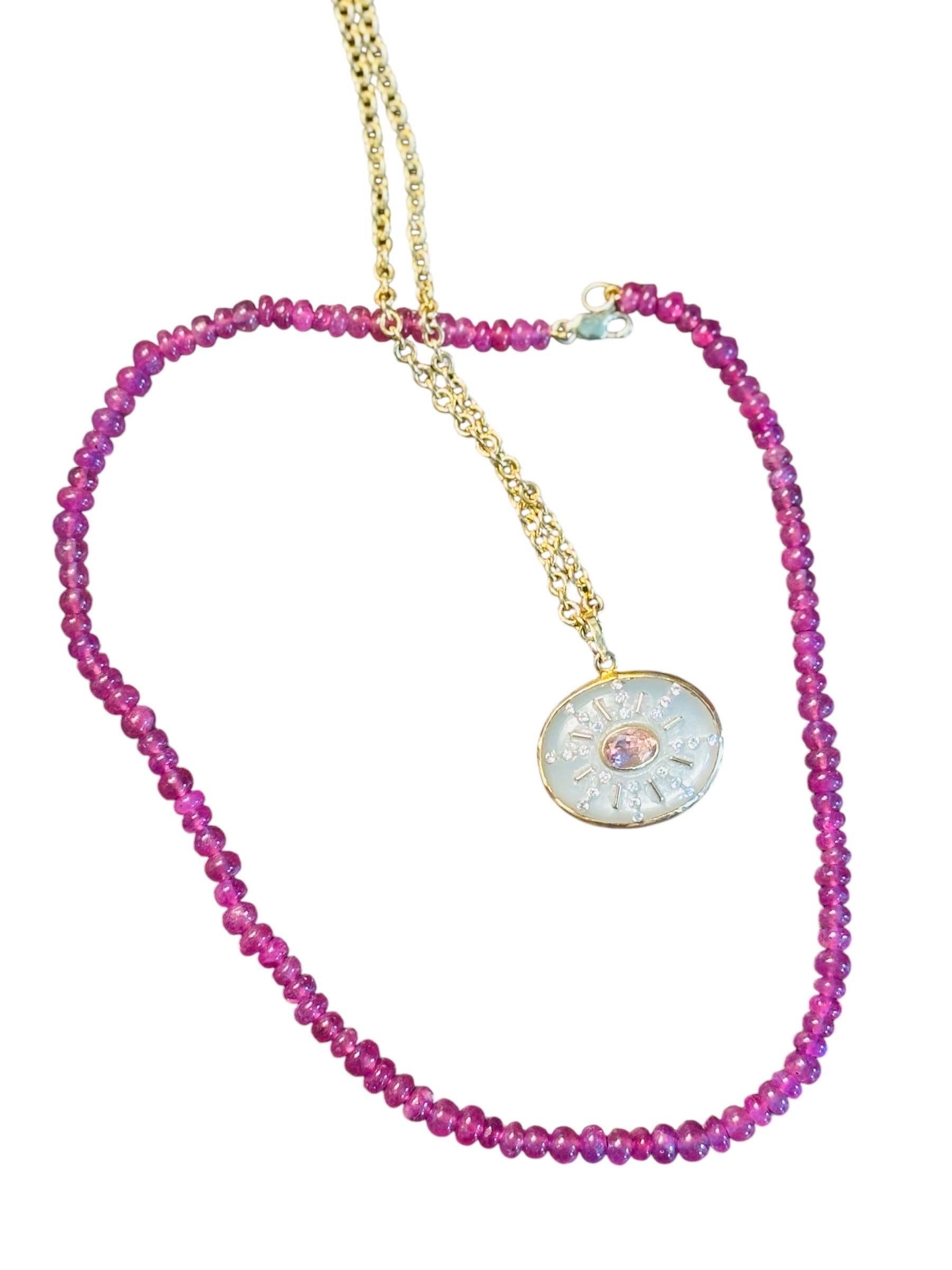 Collana di tormalina rosa con oro 14k In condizioni Nuovo in vendita a New York, NY