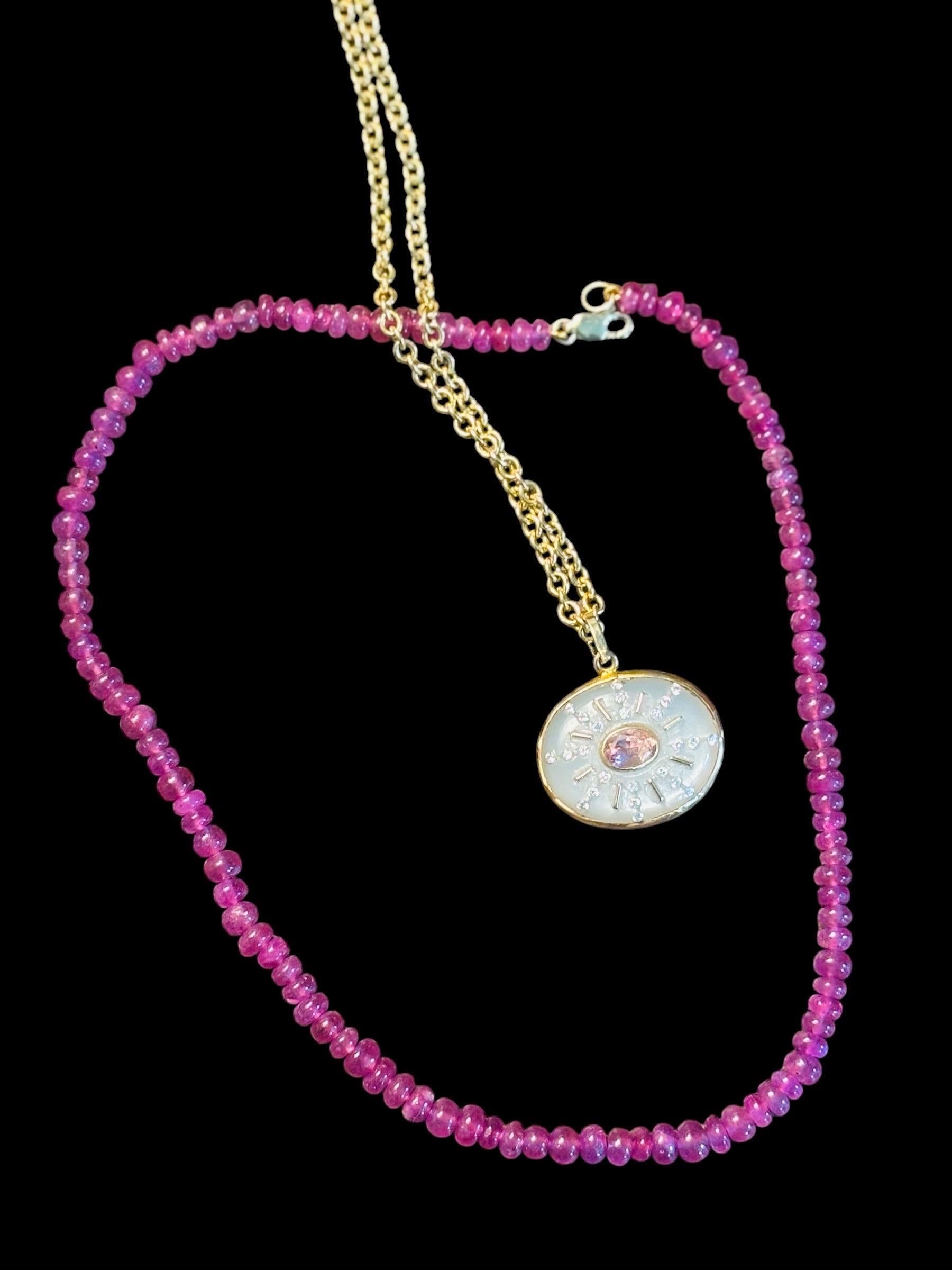 Collana di tormalina rosa con oro 14k in vendita 1