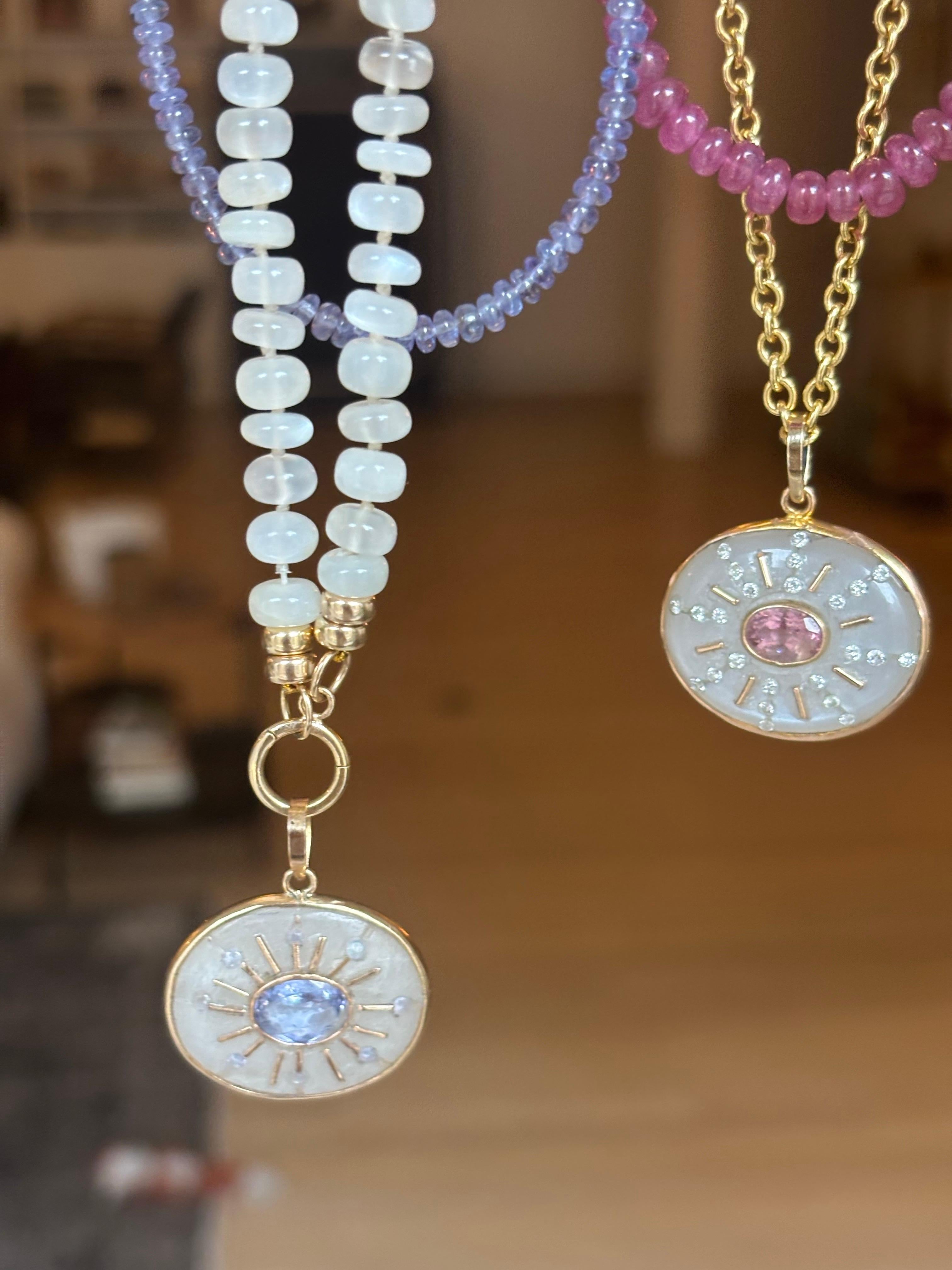Collana di tormalina rosa con oro 14k in vendita 2