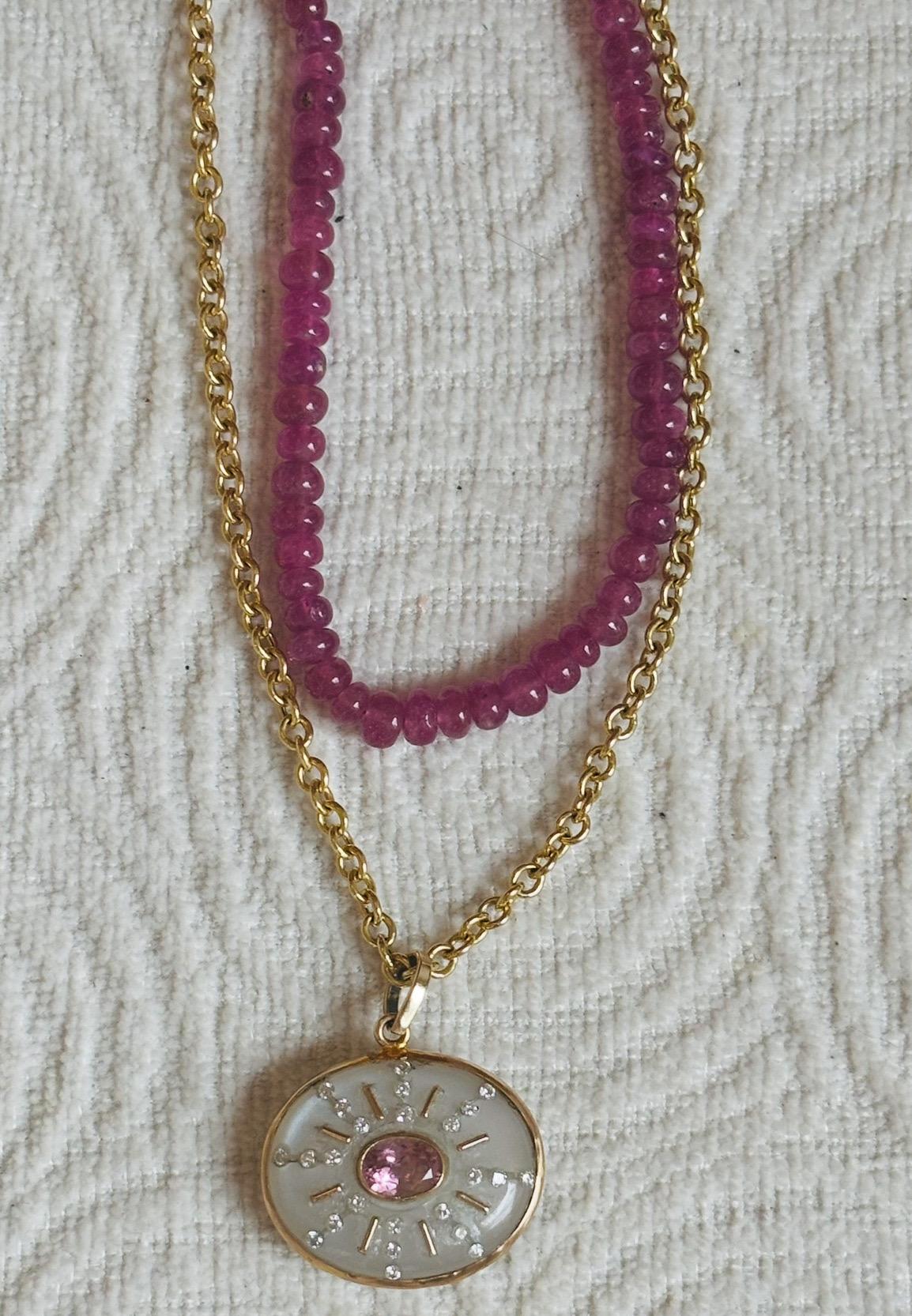 Collana di tormalina rosa con oro 14k in vendita 3