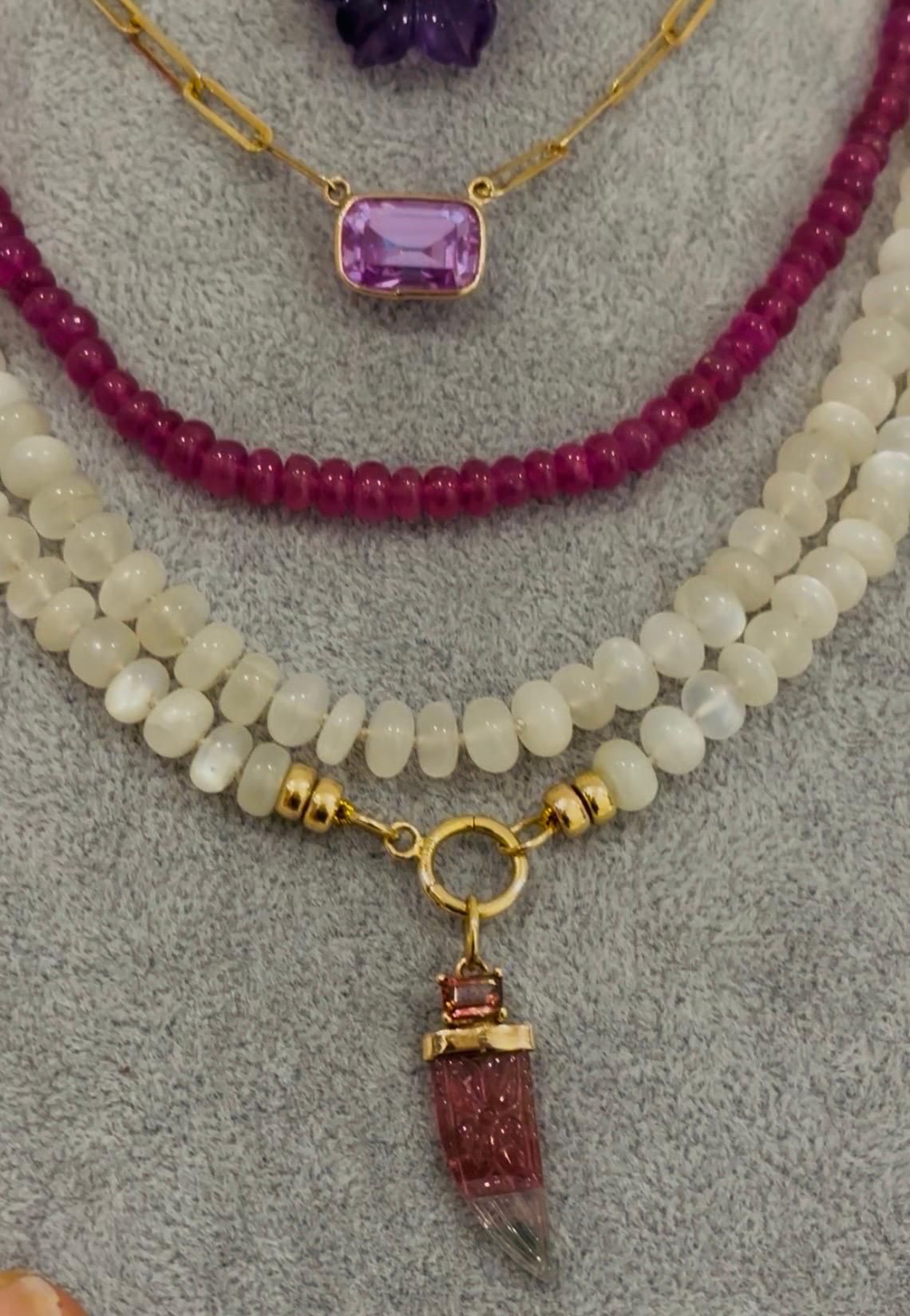 Collana di tormalina rosa con oro 14k in vendita 4