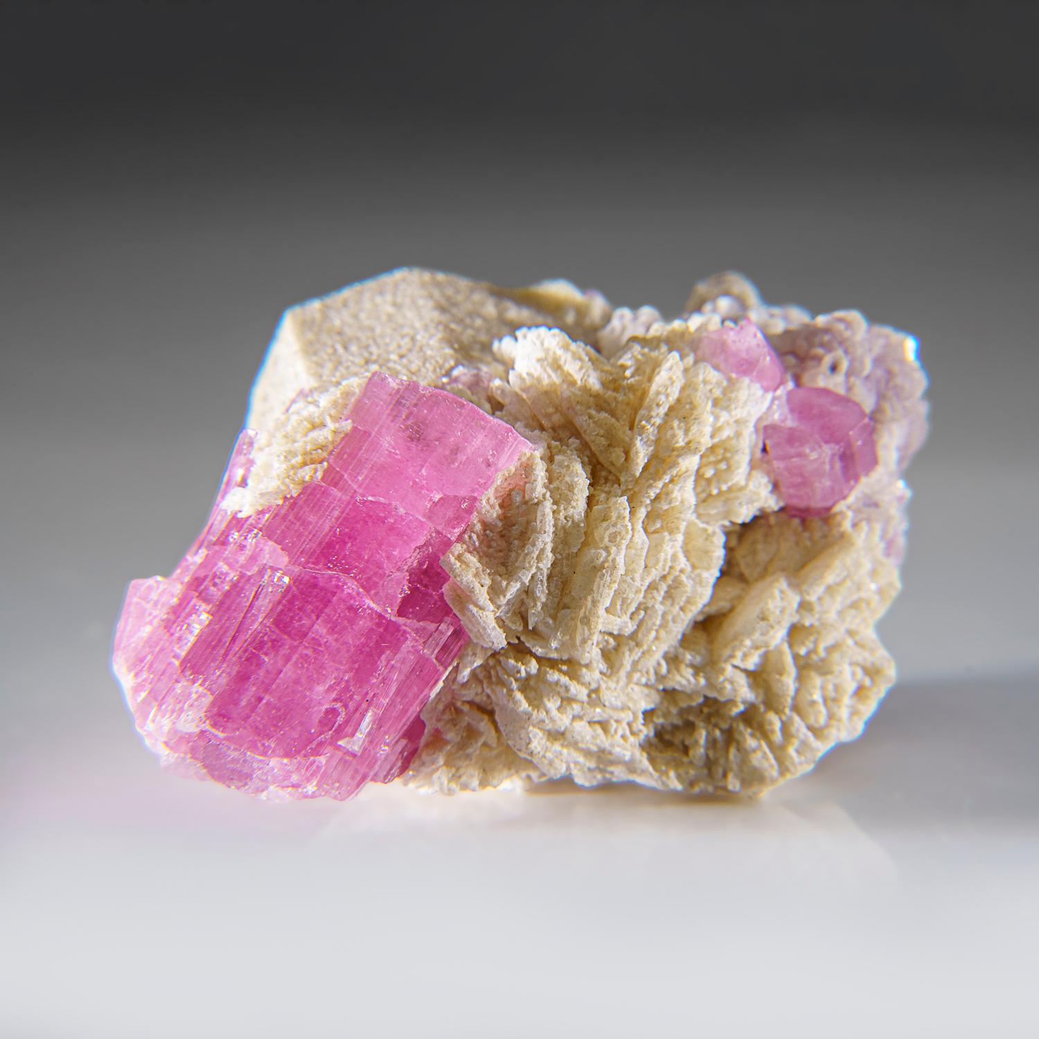Contemporary Pink Tourmaline on Albite from Nuristan Province, Afghanistan For Sale