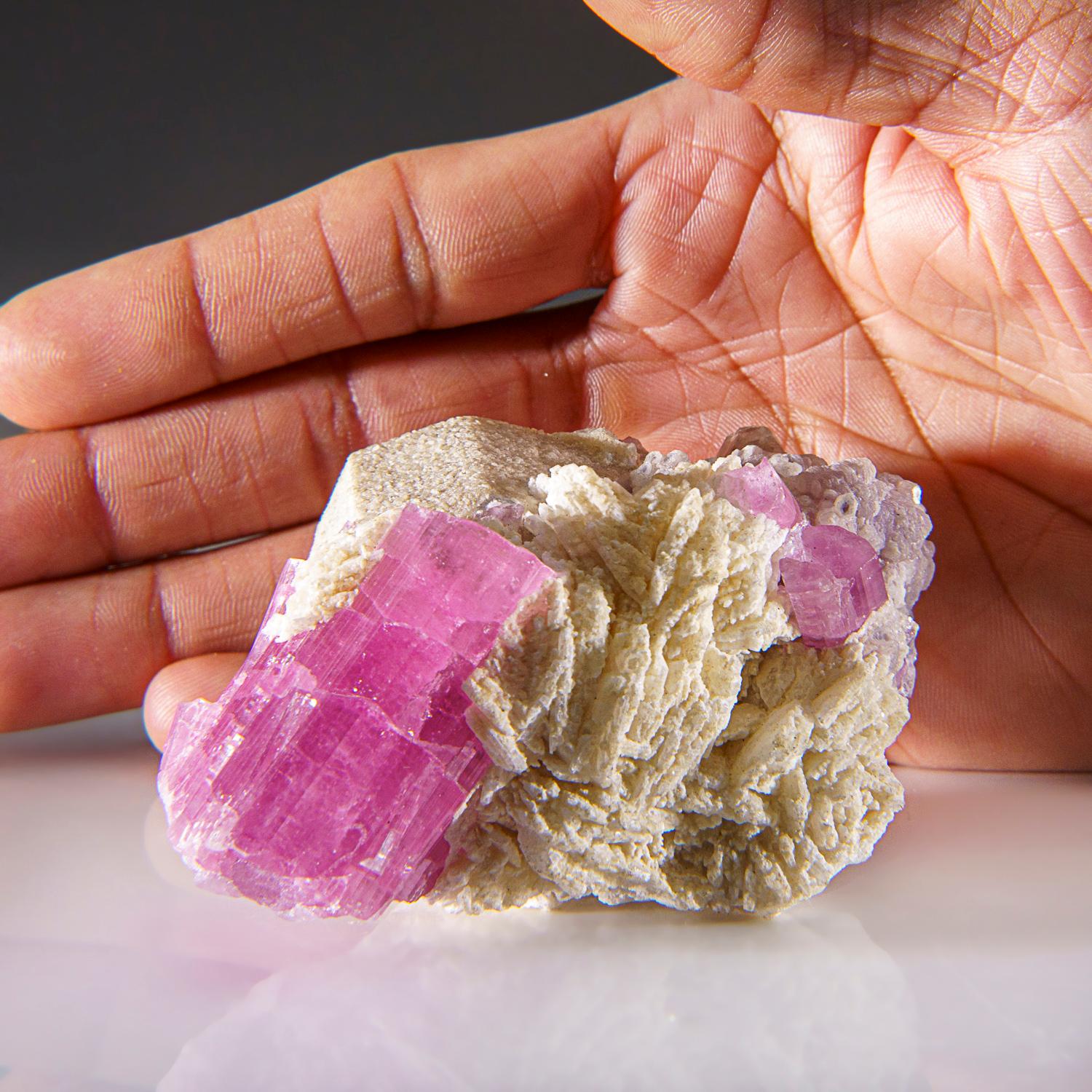 Pink Tourmaline on Albite from Nuristan Province, Afghanistan For Sale 1